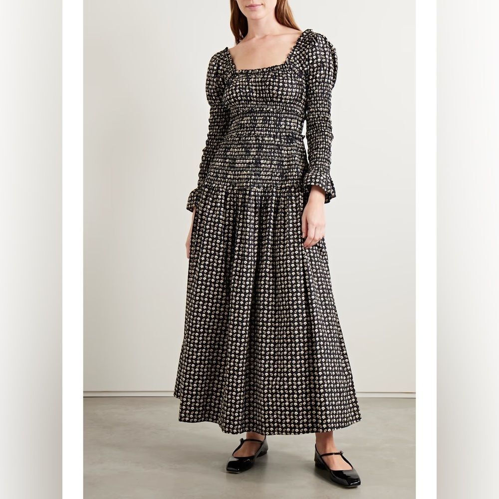Doen NWT Bellamy shirred printed organic cotton-poplin maxi dress - Picture 3 of 5